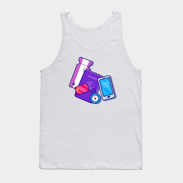 Passport, Boarding Pass, Compass, Card And Hand Phone Tank Top by Catalyst Labs